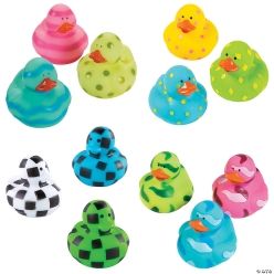 Bulk Patterned Rubber Ducks - 48 PK